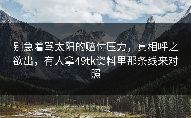 别急着骂太阳的赔付压力,真相呼之欲出,有人拿49tk资料里那条线来对照 别急着骂太阳的赔付压力,真相呼之欲出,有人拿49tk资料里那条线来对照