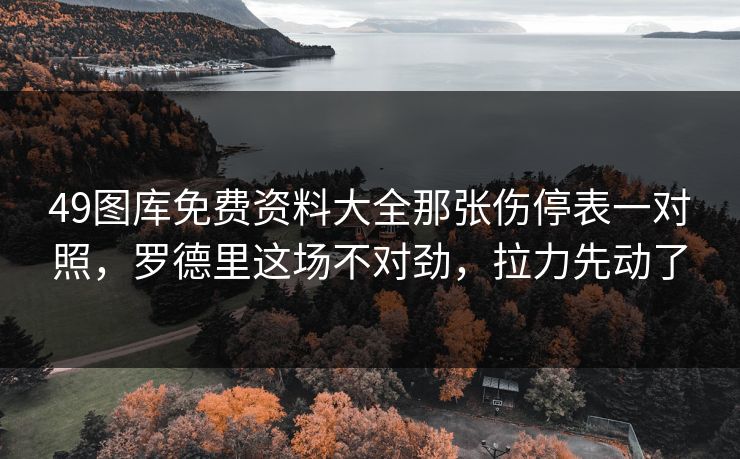 49图库免费资料大全那张伤停表一对照,罗德里这场不对劲,拉力先动了 49图库免费资料大全那张伤停表一对照,罗德里这场不对劲,拉力先动了